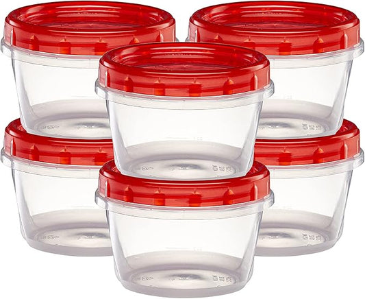 (16 Ounce 10 Pack) Twist cap Containers Clear Bottom With Red Top Screw on Lids Twist Top Food Storage Freezer Containers