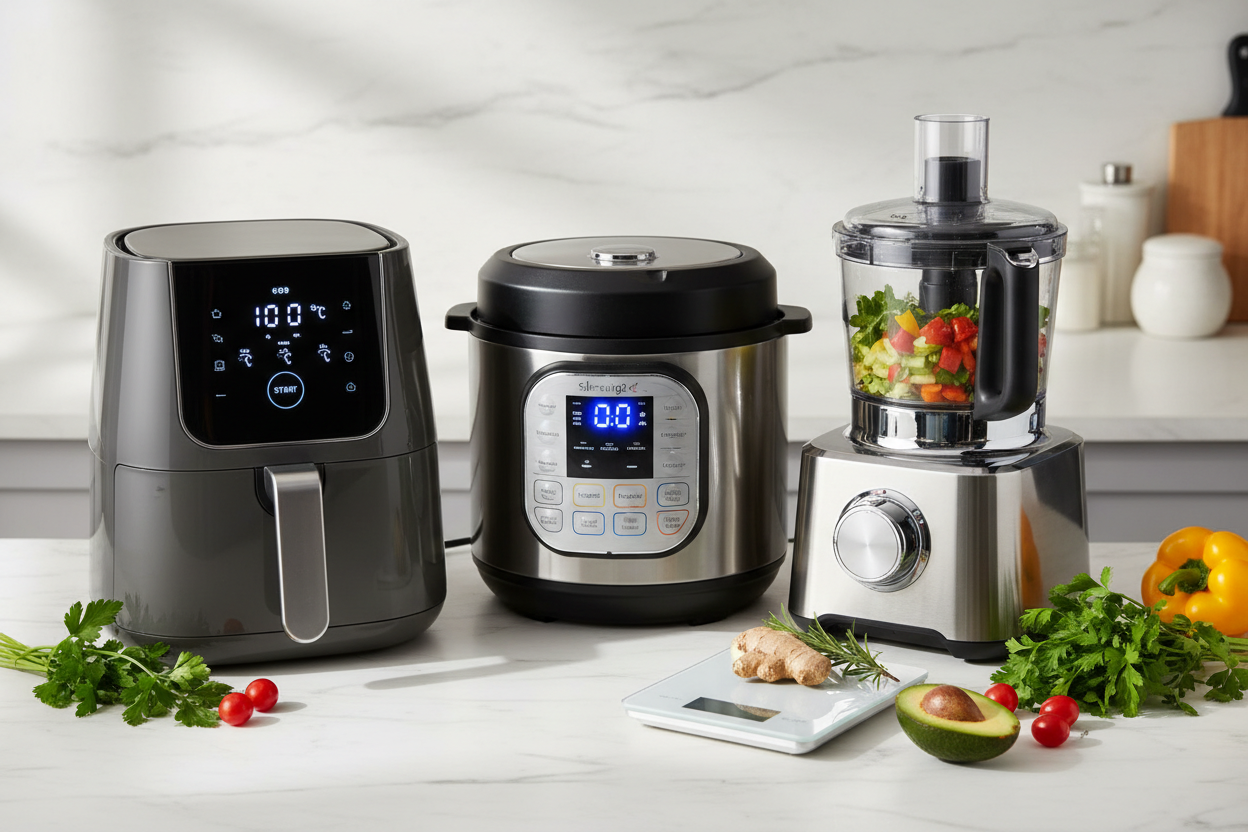 Smart Kitchen Gadgets – Time-saving tools designed to simplify cooking and reduce effort. (make it real photo)